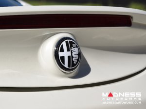 Alfa Romeo 4C Carbon Fiber Badge Cover Kit - Alfa Romeo Logo in White